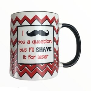 Mug chat Ganz Mustache Cup Red Fun Gift New